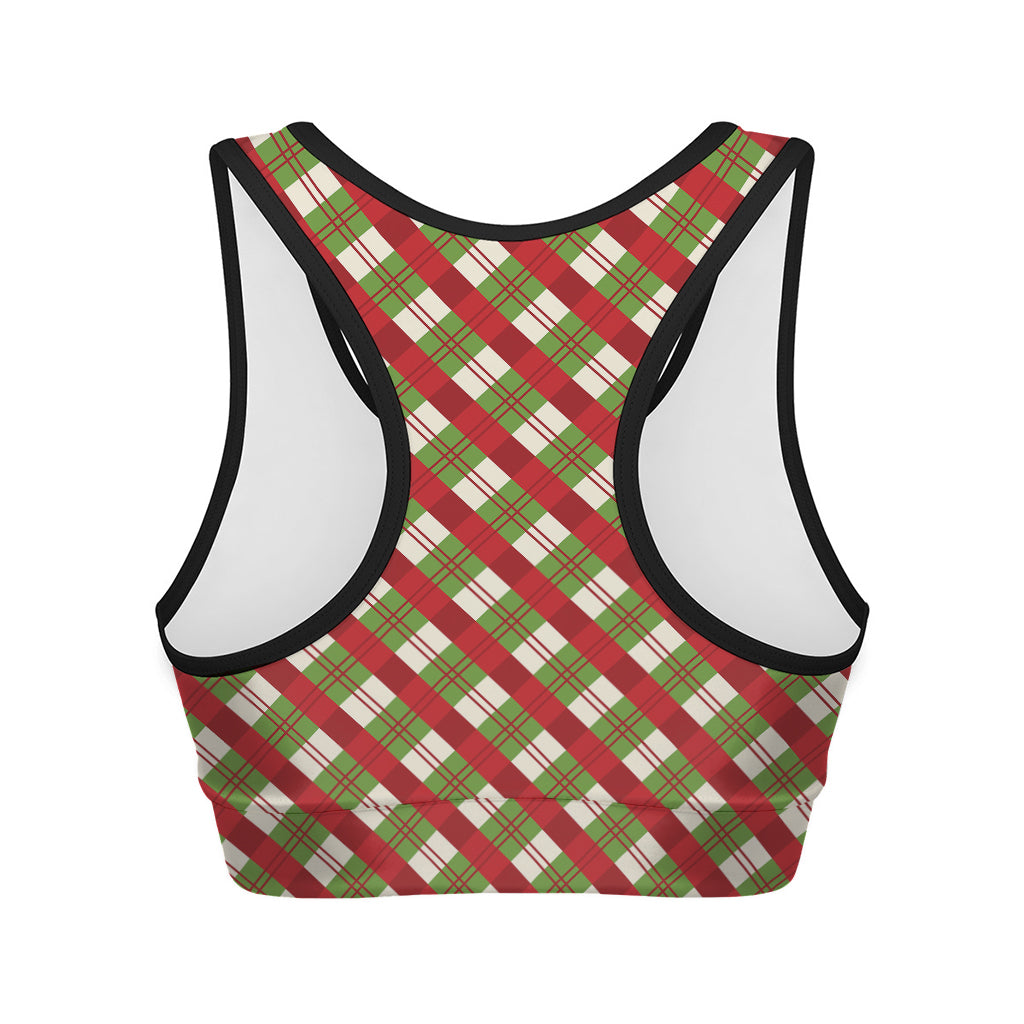 Merry Christmas Plaid Pattern Print Women's Sports Bra