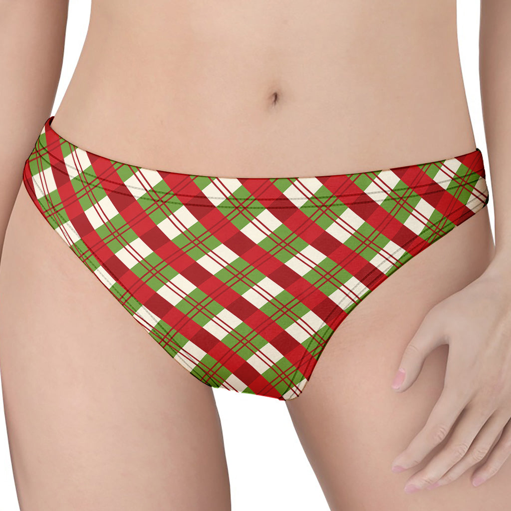 Merry Christmas Plaid Pattern Print Women's Thong