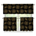 Merry Christmas Poinsettia Pattern Print 3 Piece Kitchen Curtains