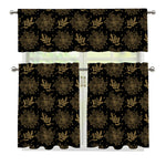 Merry Christmas Poinsettia Pattern Print 3 Piece Kitchen Curtains