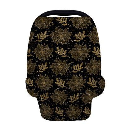Merry Christmas Poinsettia Pattern Print Baby Seat Cover