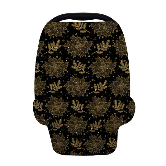 Merry Christmas Poinsettia Pattern Print Baby Seat Cover