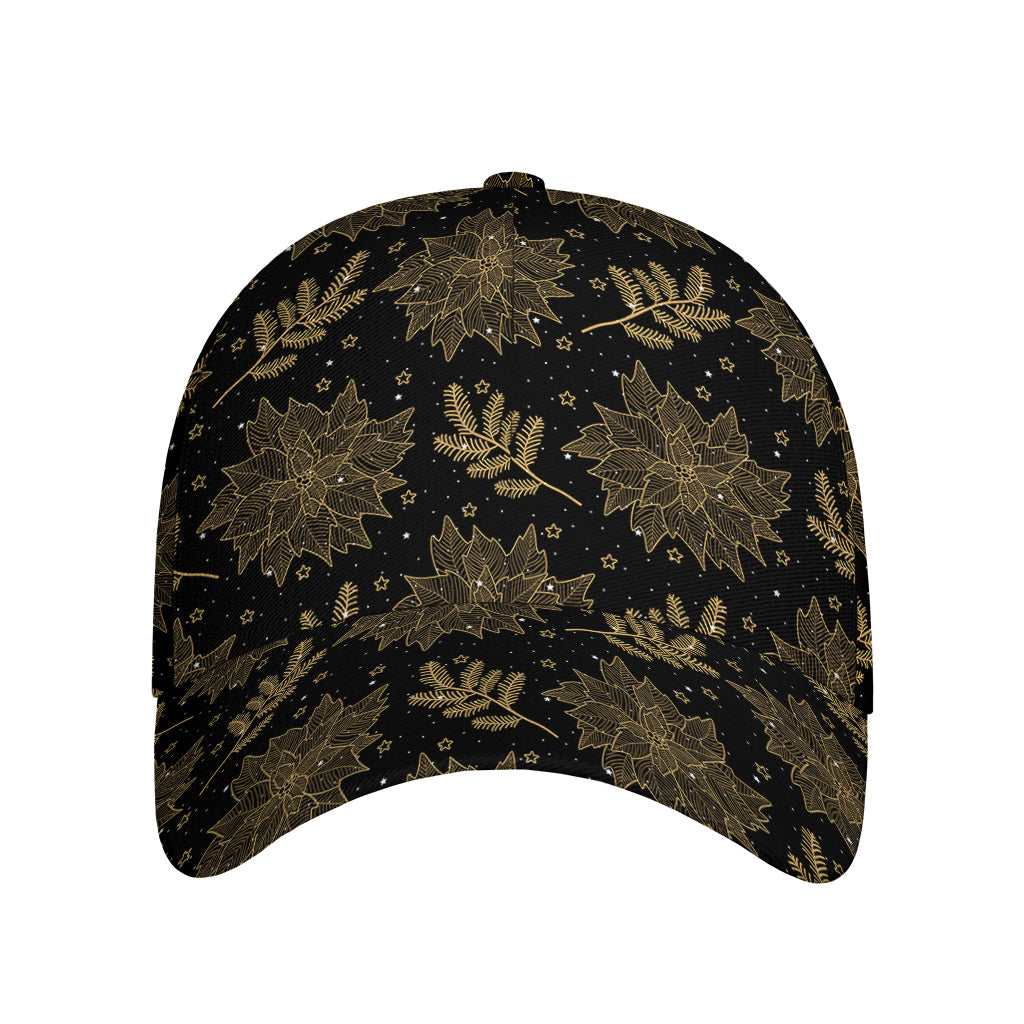 Merry Christmas Poinsettia Pattern Print Baseball Cap
