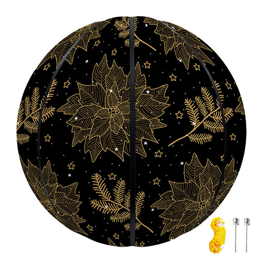 Merry Christmas Poinsettia Pattern Print Basketball