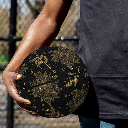 Merry Christmas Poinsettia Pattern Print Basketball
