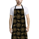 Merry Christmas Poinsettia Pattern Print Bib Apron With Pocket