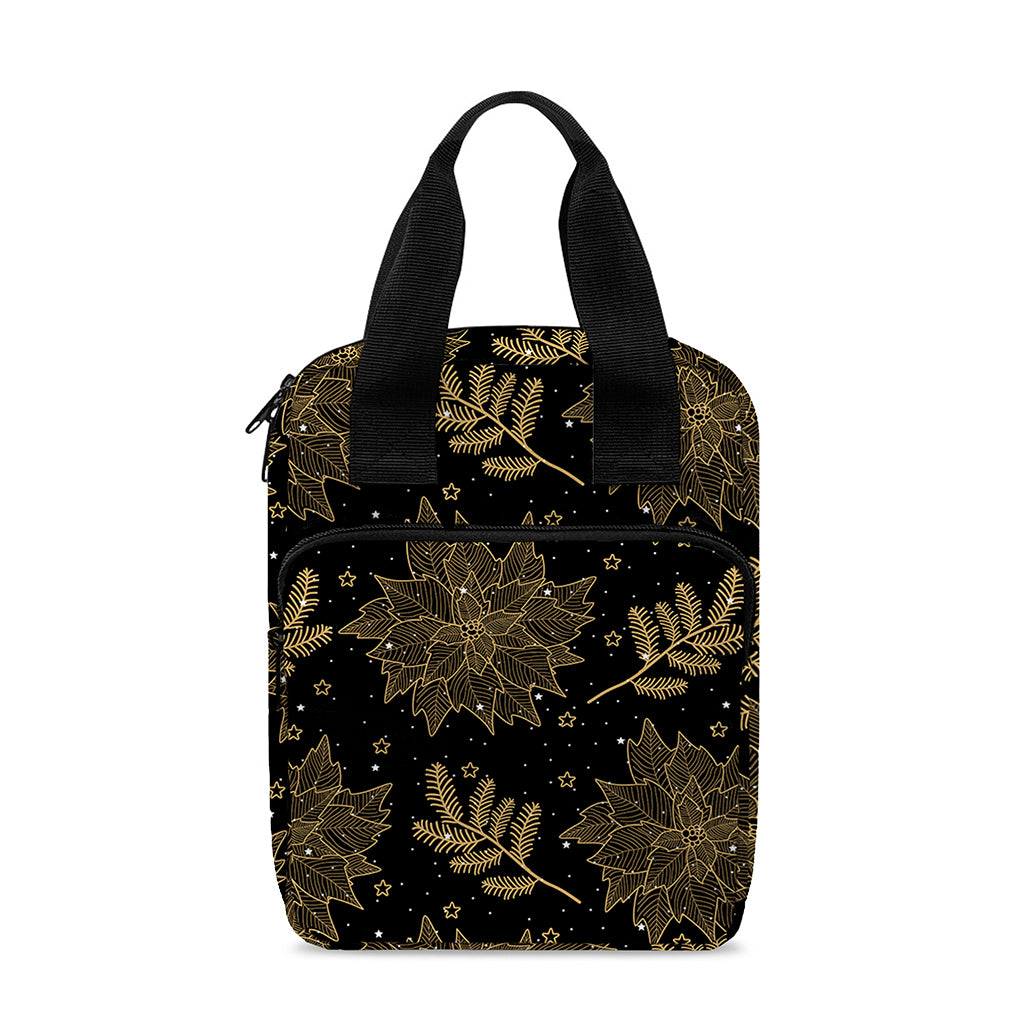 Merry Christmas Poinsettia Pattern Print Bible Tote Bag