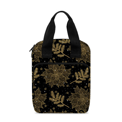 Merry Christmas Poinsettia Pattern Print Bible Tote Bag