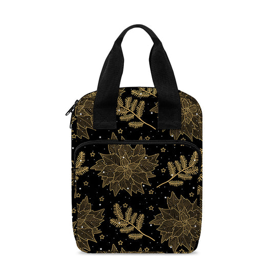 Merry Christmas Poinsettia Pattern Print Bible Tote Bag