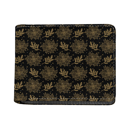 Merry Christmas Poinsettia Pattern Print Bifold Wallet