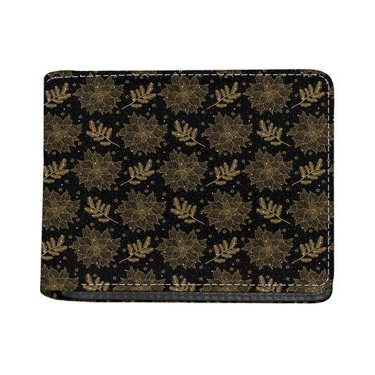 Merry Christmas Poinsettia Pattern Print Bifold Wallet