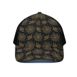 Merry Christmas Poinsettia Pattern Print Black Mesh Trucker Cap