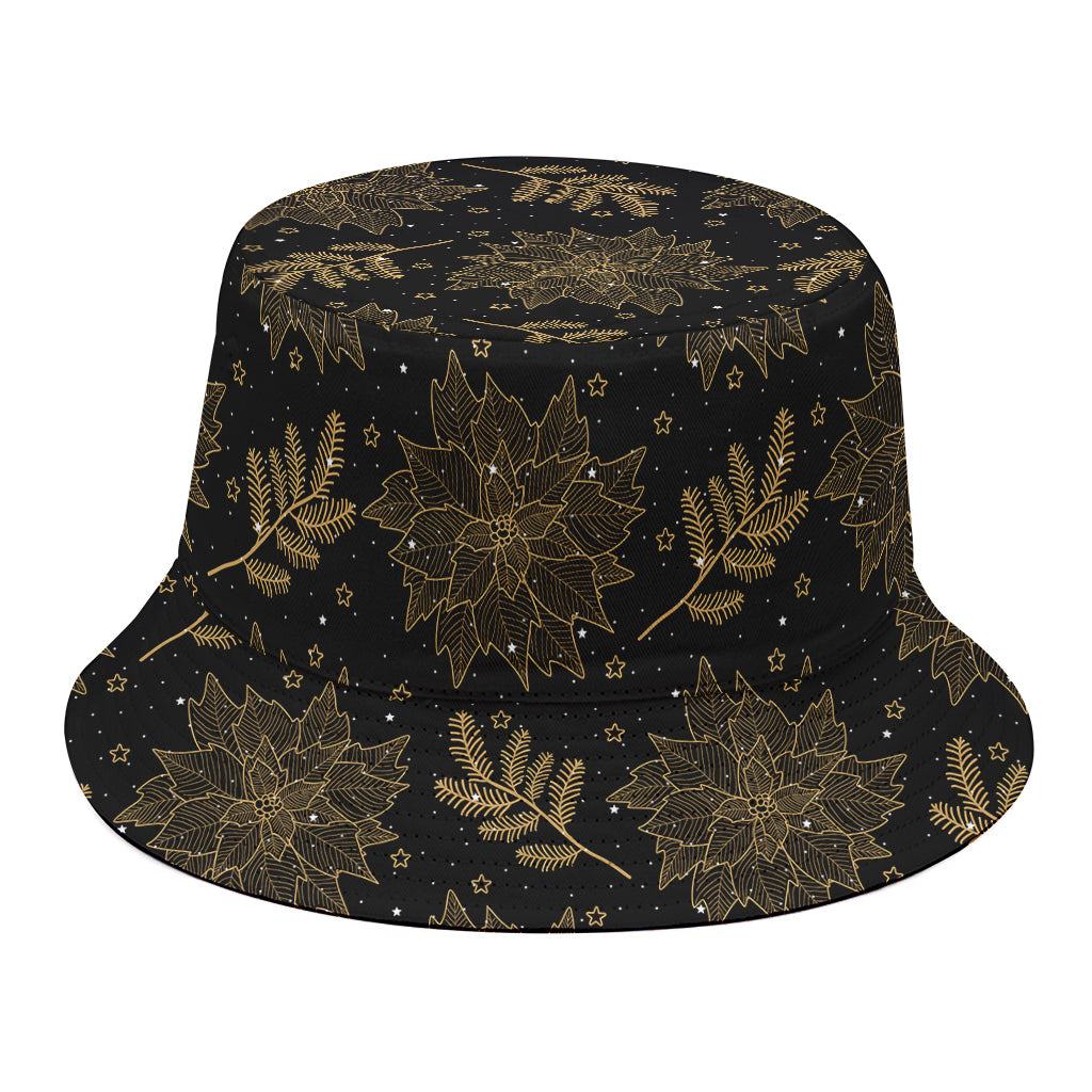 Merry Christmas Poinsettia Pattern Print Bucket Hat