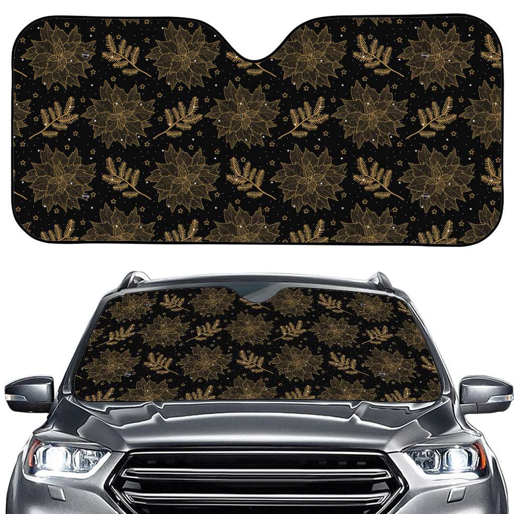 Merry Christmas Poinsettia Pattern Print Car Windshield Sun Shade