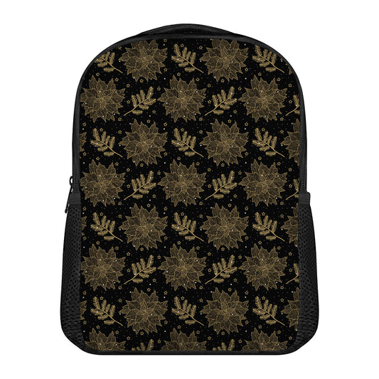 Merry Christmas Poinsettia Pattern Print Casual Backpack