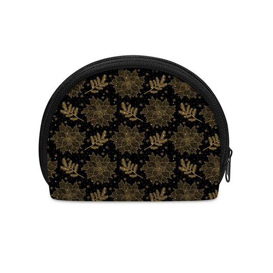 Merry Christmas Poinsettia Pattern Print Coin Purse