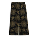 Merry Christmas Poinsettia Pattern Print Cotton Front Slit Maxi Skirt