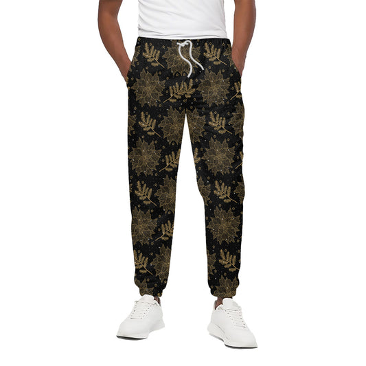Merry Christmas Poinsettia Pattern Print Cotton Pants
