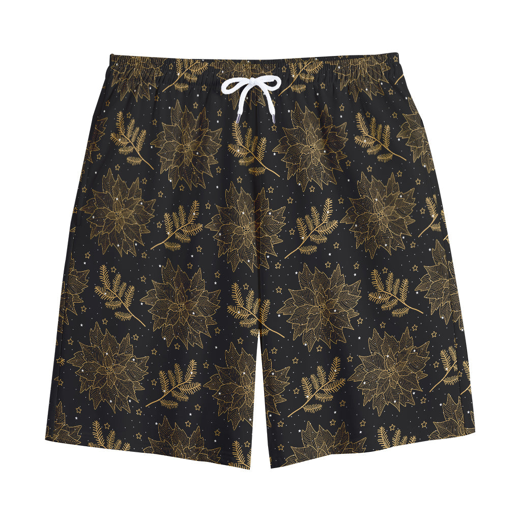 Merry Christmas Poinsettia Pattern Print Cotton Shorts