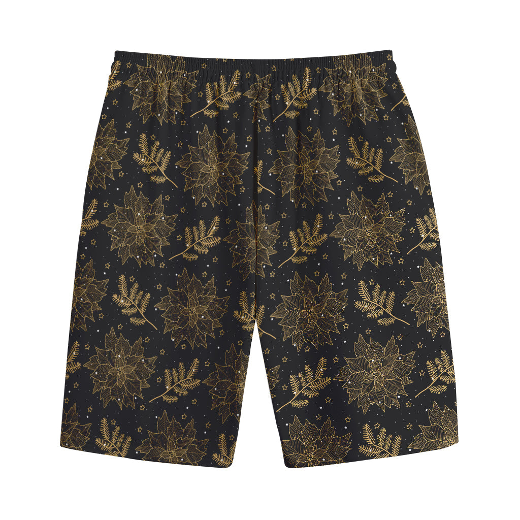 Merry Christmas Poinsettia Pattern Print Cotton Shorts