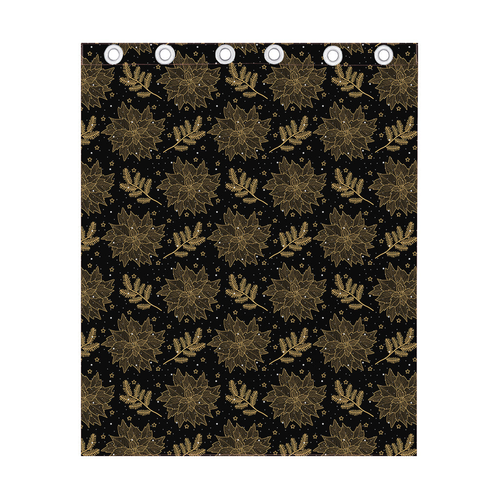 Merry Christmas Poinsettia Pattern Print Curtain