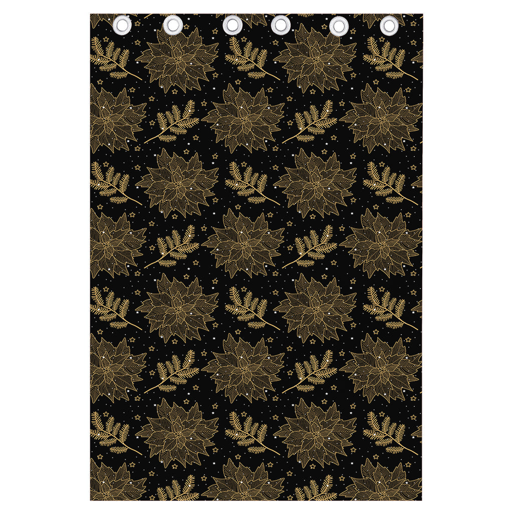 Merry Christmas Poinsettia Pattern Print Curtain