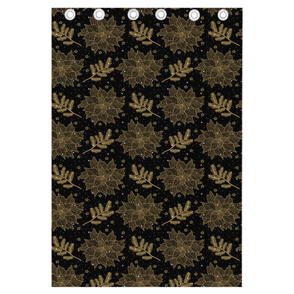 Merry Christmas Poinsettia Pattern Print Curtain