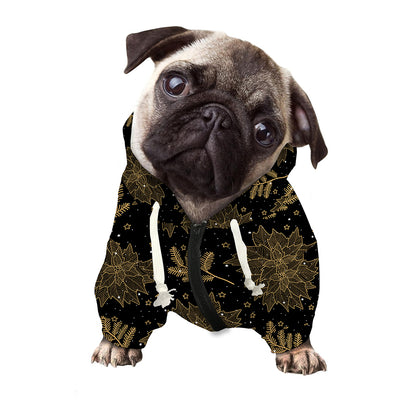 Merry Christmas Poinsettia Pattern Print Dog Zip Up Hoodie