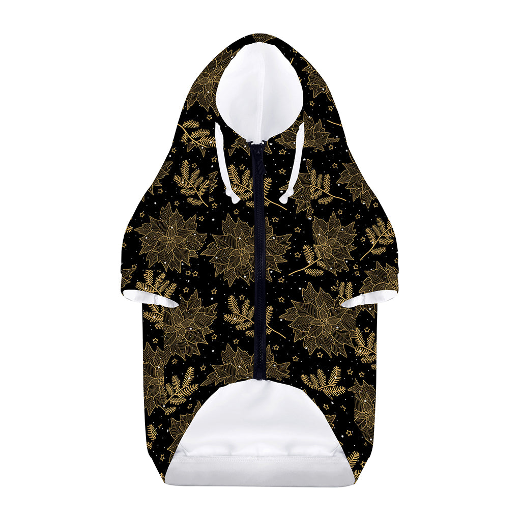 Merry Christmas Poinsettia Pattern Print Dog Zip Up Hoodie