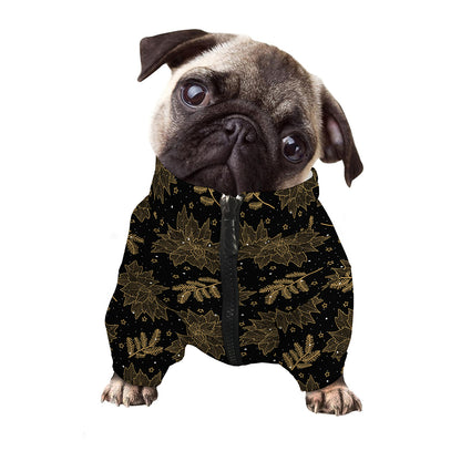 Merry Christmas Poinsettia Pattern Print Dog Zip Up Jacket