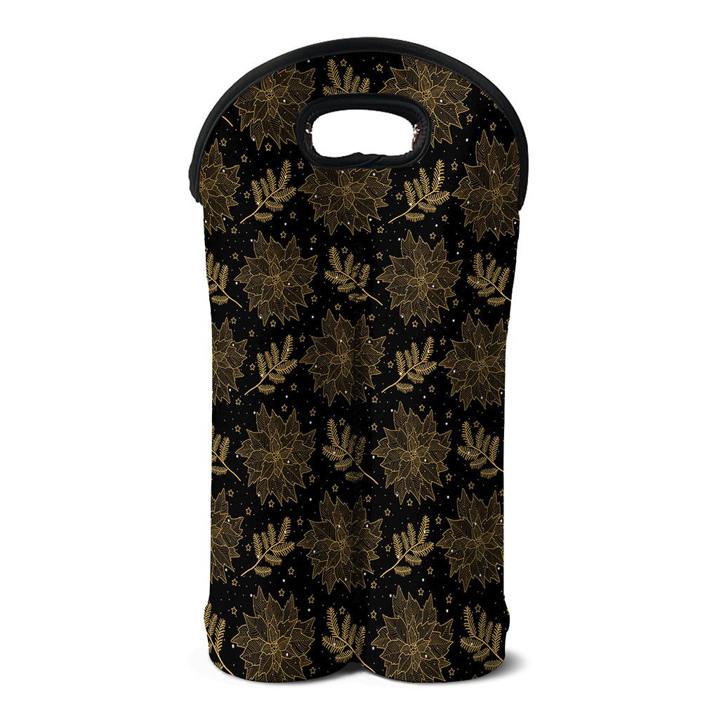 Merry Christmas Poinsettia Pattern Print Double Neoprene Wine Tote