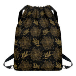 Merry Christmas Poinsettia Pattern Print Drawstring Backpack