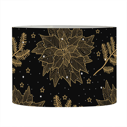 Merry Christmas Poinsettia Pattern Print Drum Lamp Shade