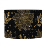 Merry Christmas Poinsettia Pattern Print Drum Lamp Shade