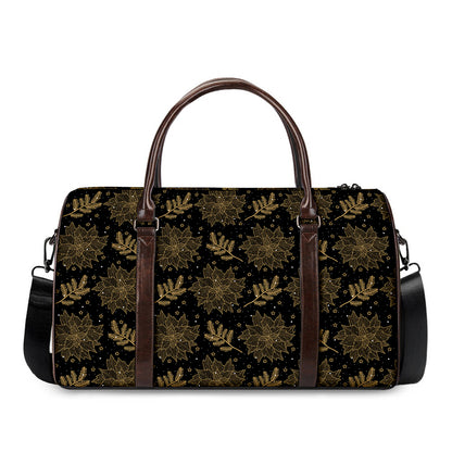 Merry Christmas Poinsettia Pattern Print Duffle Bag