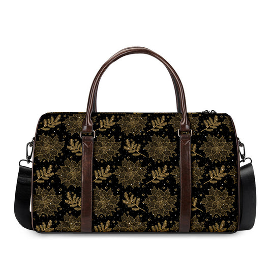 Merry Christmas Poinsettia Pattern Print Duffle Bag