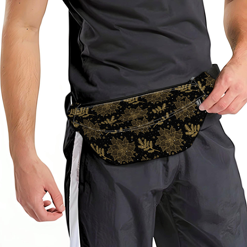 Merry Christmas Poinsettia Pattern Print Fanny Pack