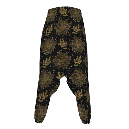 Merry Christmas Poinsettia Pattern Print Hammer Pants