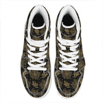 Merry Christmas Poinsettia Pattern Print High Top Leather Sneakers
