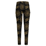 Merry Christmas Poinsettia Pattern Print High-Waisted Pocket Leggings