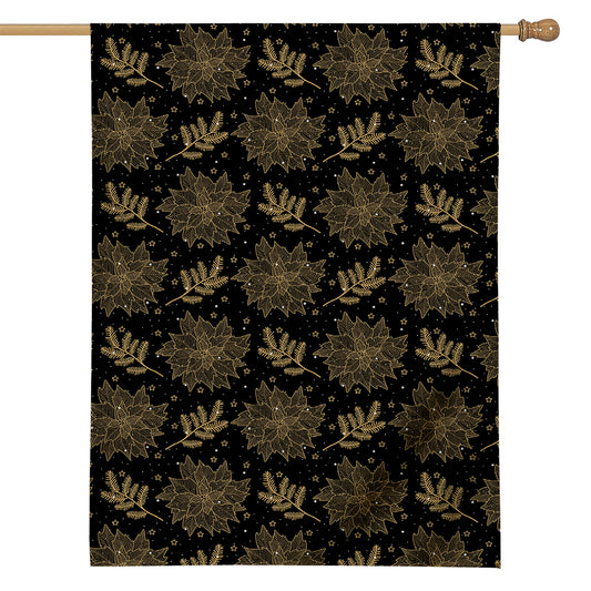 Merry Christmas Poinsettia Pattern Print House Flag