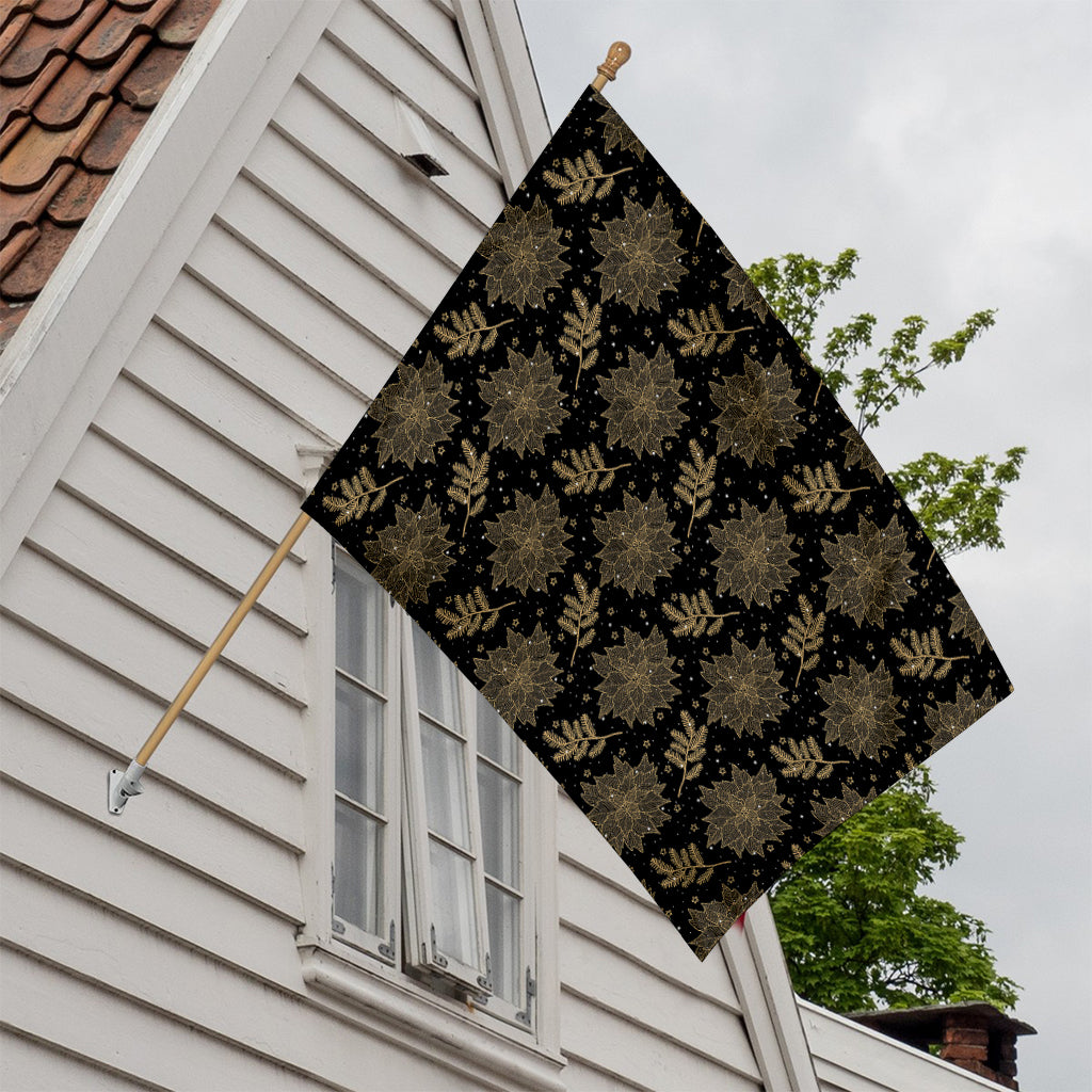 Merry Christmas Poinsettia Pattern Print House Flag