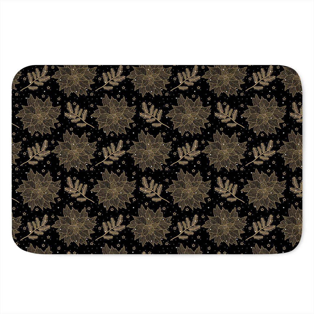 Merry Christmas Poinsettia Pattern Print Indoor Door Mat