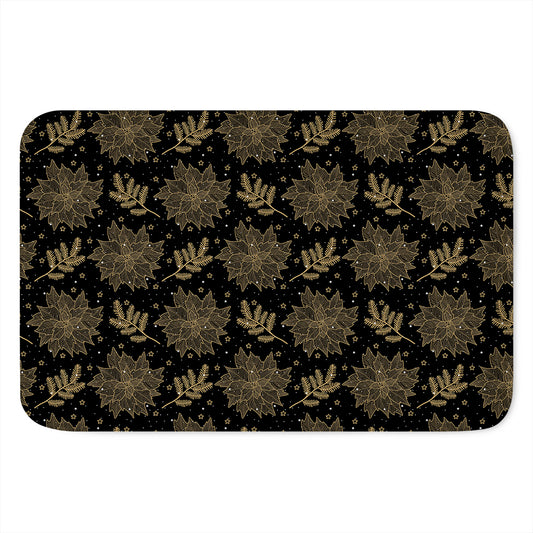 Merry Christmas Poinsettia Pattern Print Indoor Door Mat