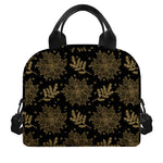 Merry Christmas Poinsettia Pattern Print Insulated Lunch Bag