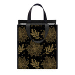 Merry Christmas Poinsettia Pattern Print Insulated Lunch Tote