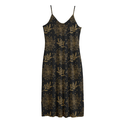 Merry Christmas Poinsettia Pattern Print Jersey Midi Cami Dress