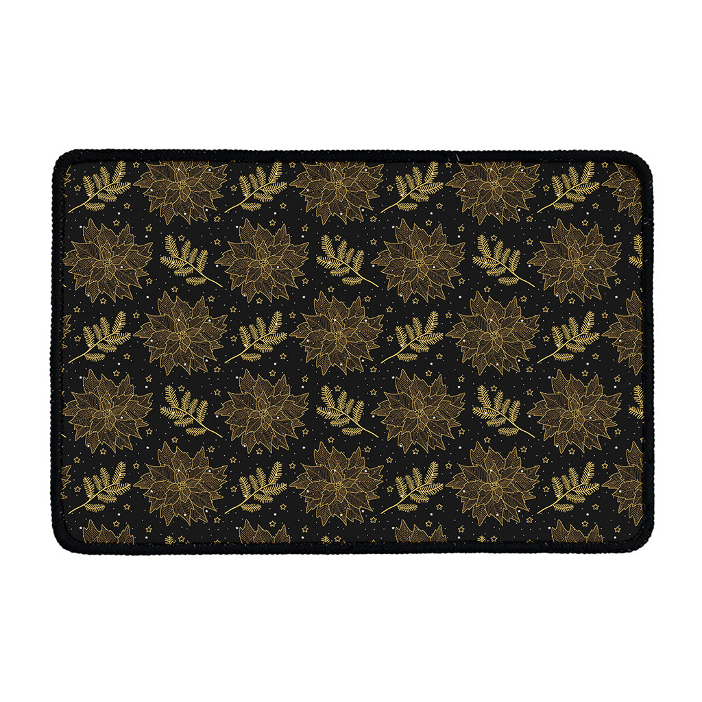Merry Christmas Poinsettia Pattern Print Kitchen Mat