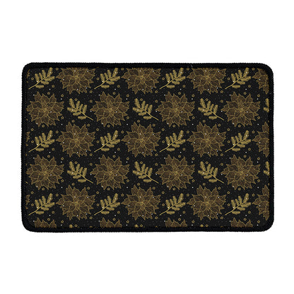 Merry Christmas Poinsettia Pattern Print Kitchen Mat