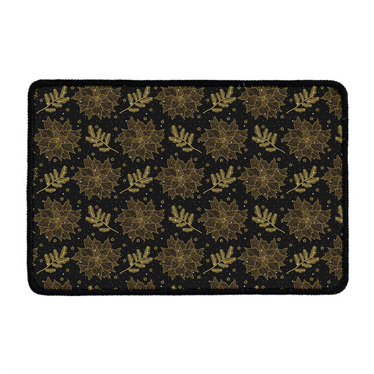 Merry Christmas Poinsettia Pattern Print Kitchen Mat